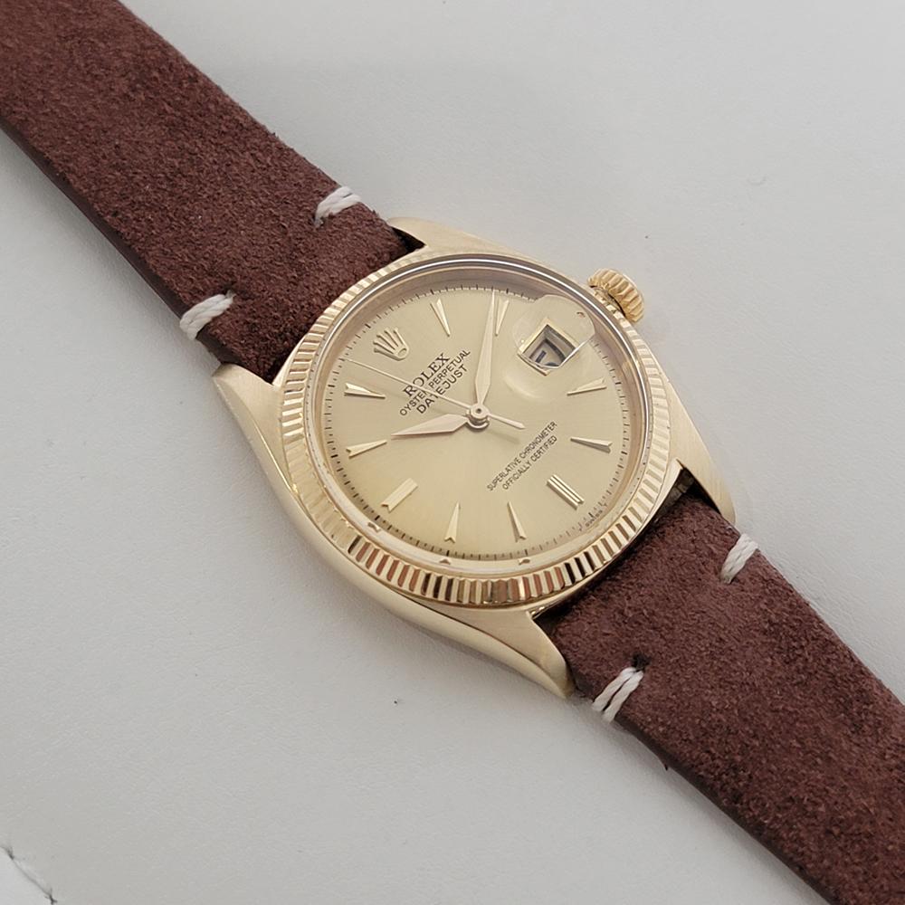 Mens Rolex Oyster Ref 6605 Datejust 14k Solid Gold 36mm Automatic 1950s RA480B For Sale 2