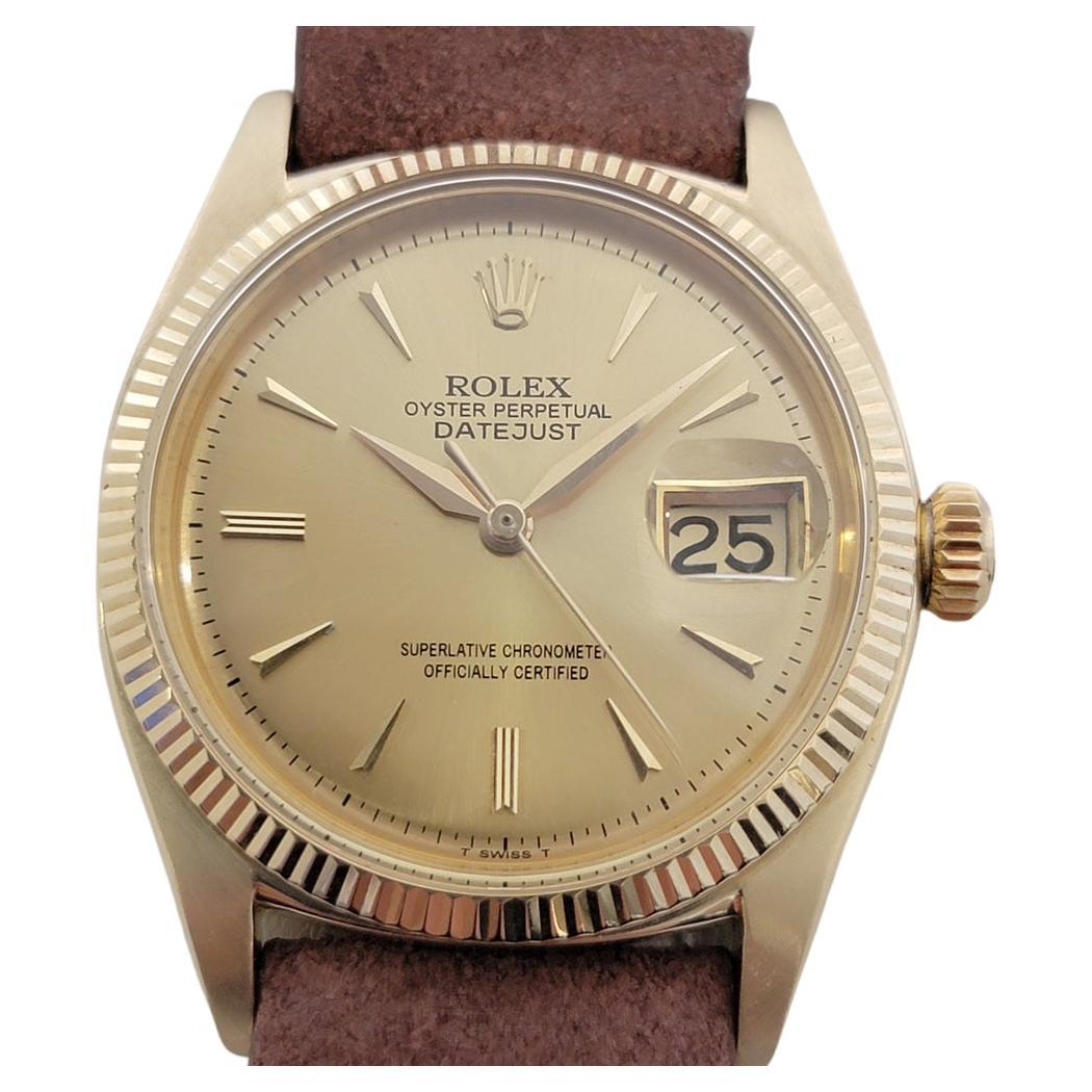 Mens Rolex Oyster Ref 6605 Datejust 14k Solid Gold 36mm Automatic 1950s RA480B
