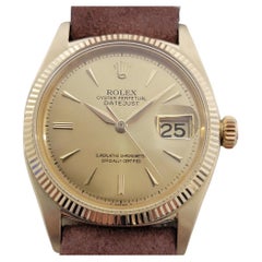 Vintage Mens Rolex Oyster Ref 6605 Datejust 14k Solid Gold 36mm Automatic 1950s RA480B