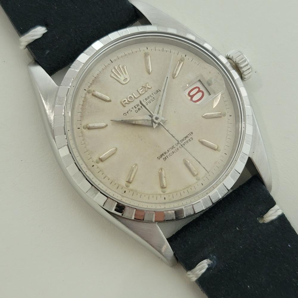 Herren Rolex Oyster Ref 6605 Datejust 36mm Automatik 1950er Jahre Seltenes Vintage RA498B im Zustand „Hervorragend“ im Angebot in Beverly Hills, CA