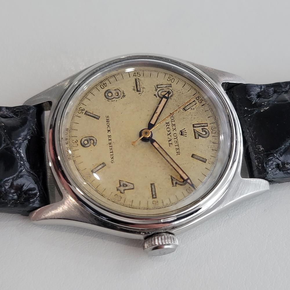 Mens Rolex Oyster Royal Ref 4444 Manual Wind 1940s Vintage Swiss RA159B In Excellent Condition In Beverly Hills, CA