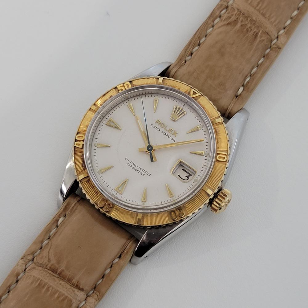 Men's Rolex Oyster Turn O Graph Ref 6309 18k SS 1950s Vintage Automatic RJC171 In Excellent Condition In Beverly Hills, CA