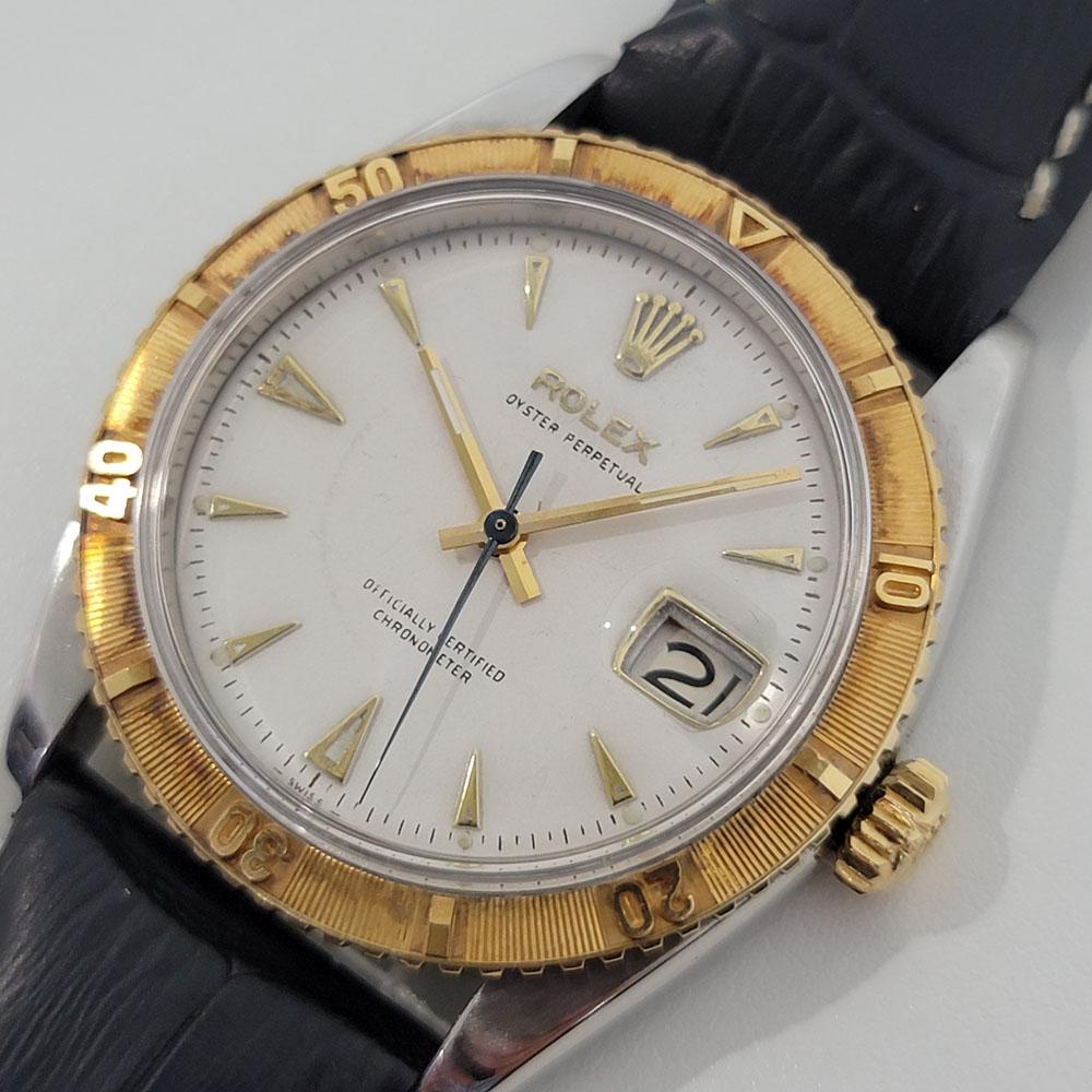 Men's Rolex Oyster Turn O Graph Ref 6309 18k SS Automatic 1950s Vintage RJC171B In Excellent Condition In Beverly Hills, CA