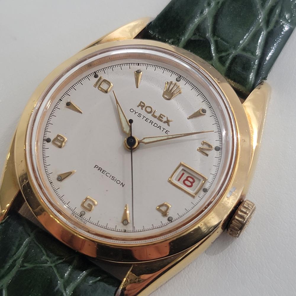 Herren Rolex Oysterdate Precision 6494 34mm Goldgefasster handgefasster RA214, 1950er Jahre 1
