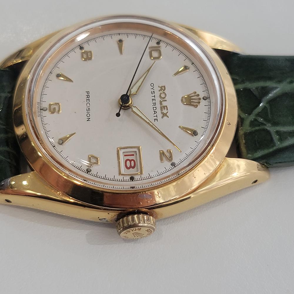 Herren Rolex Oysterdate Precision 6494 34mm Goldgefasster handgefasster RA214, 1950er Jahre 2