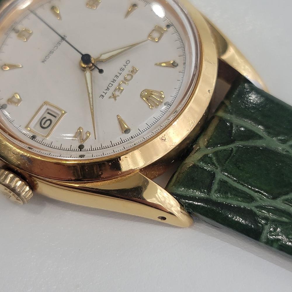 Herren Rolex Oysterdate Precision 6494 34mm Goldgefasster handgefasster RA214, 1950er Jahre 3