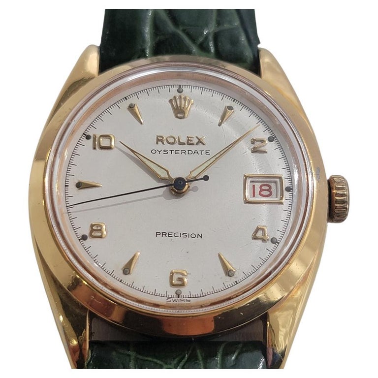 Mens Rolex Oysterdate Precision 6494 34mm Gold-Capped Hand-Wind 1950s RA214  For Sale at 1stDibs