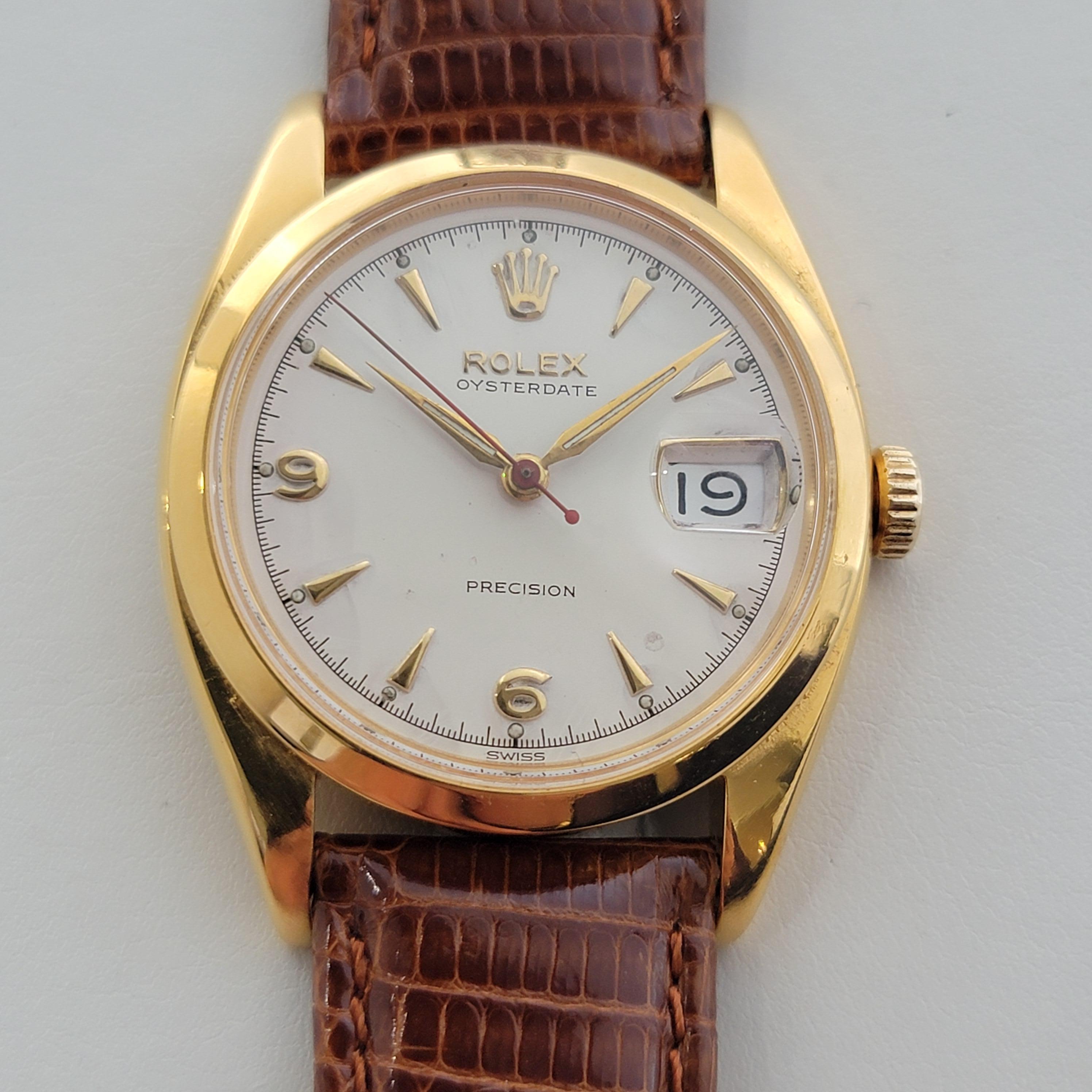 Men's Mens Rolex Oysterdate Precision 6494 34mm Gold Capped Manual Wind 1950s NA121 For Sale