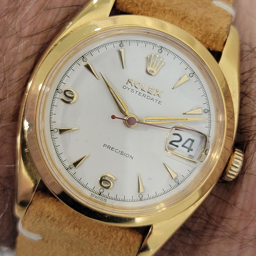 Mens Rolex Oysterdate Precision 6494 34mm Gold Capped Manual Wind 1950s NA121B For Sale 9