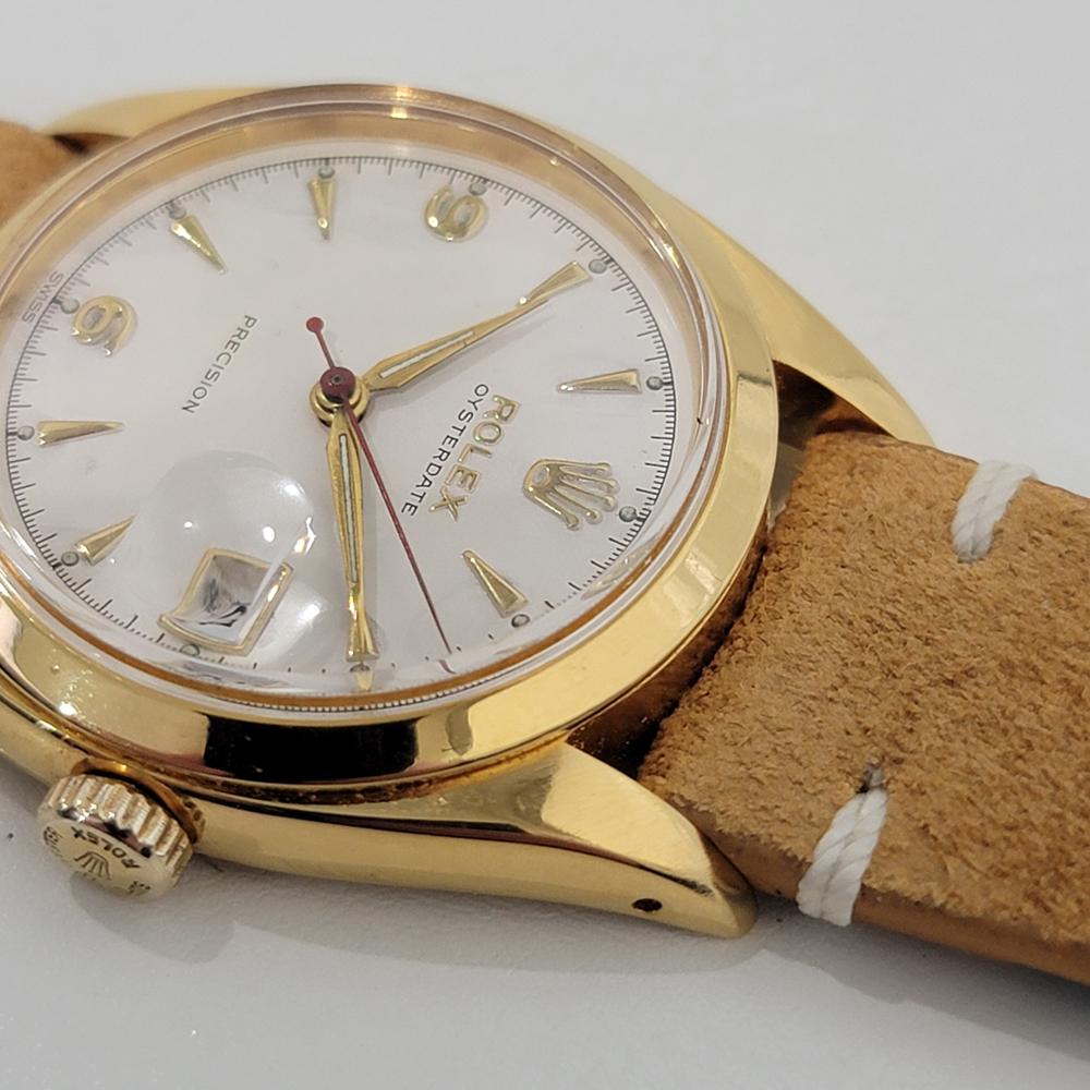 Mens Rolex Oysterdate Precision 6494 34mm Gold Capped Manual Wind 1950s NA121B For Sale 2