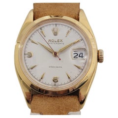 Vintage Mens Rolex Oysterdate Precision 6494 34mm Gold Capped Manual Wind 1950s NA121B