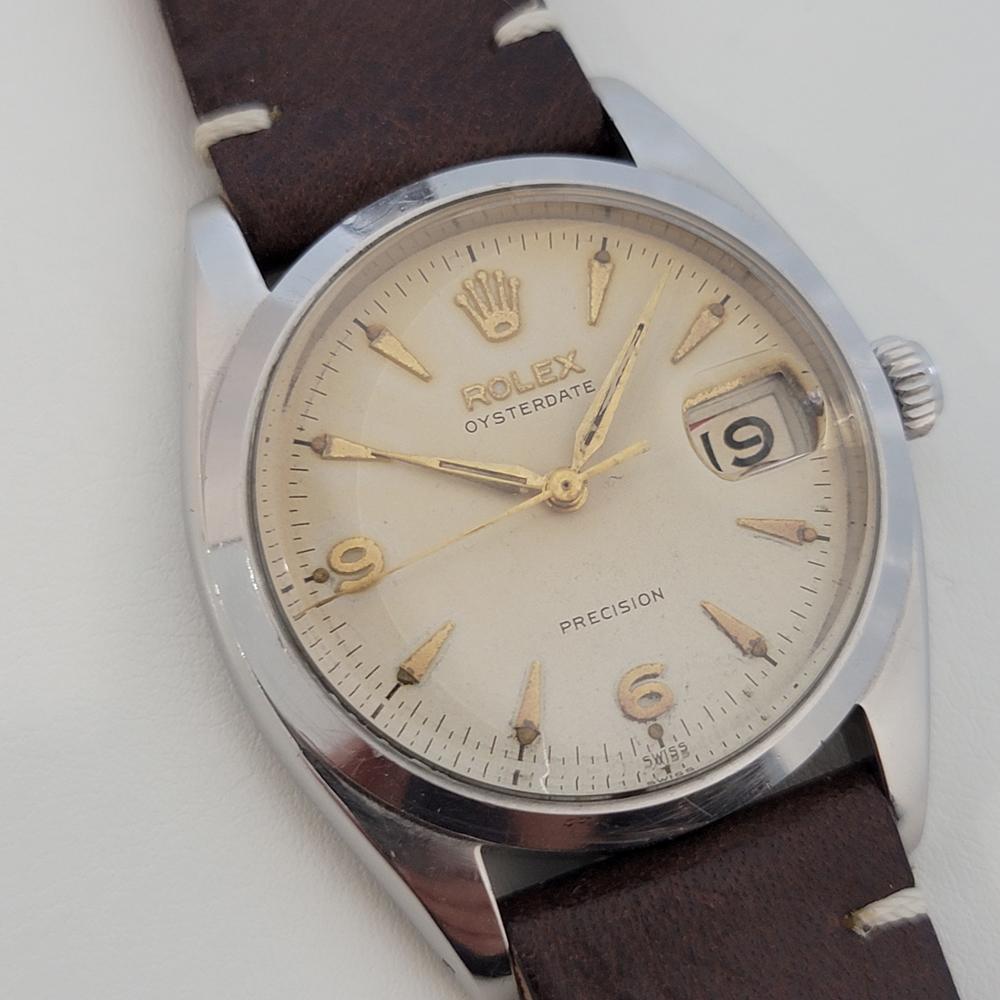 Herren Rolex Oysterdate Precision 6494 34mm Handgetrieben 1950er Jahre Schweizer Vintage RA191B im Zustand „Hervorragend“ in Beverly Hills, CA