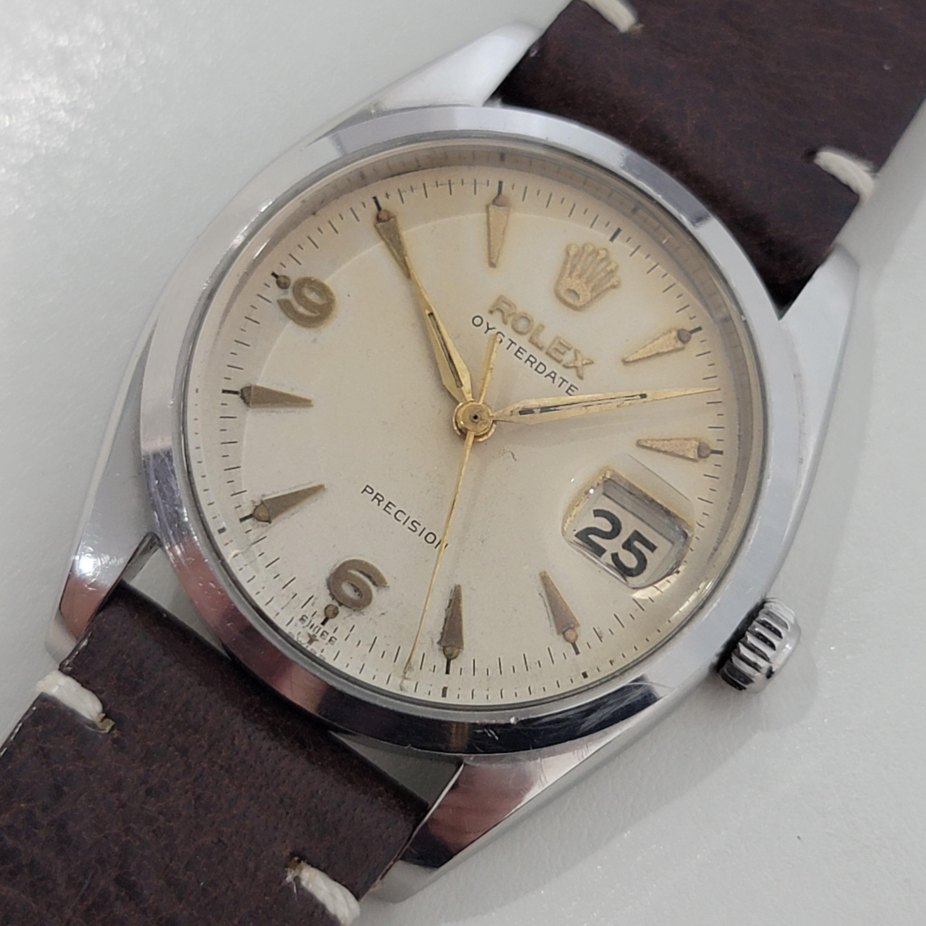 De los hombres Mens Rolex Oysterdate Precision 6494 34mm Hand-Wind 1950s Swiss Vintage RA191B en venta
