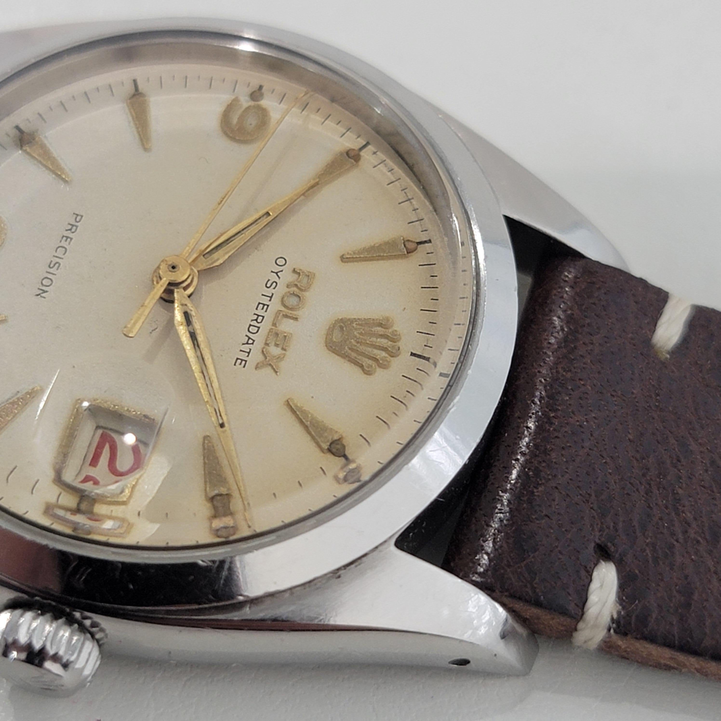 Mens Rolex Oysterdate Precision 6494 34mm Hand-Wind 1950s Swiss Vintage RA191B en venta 1
