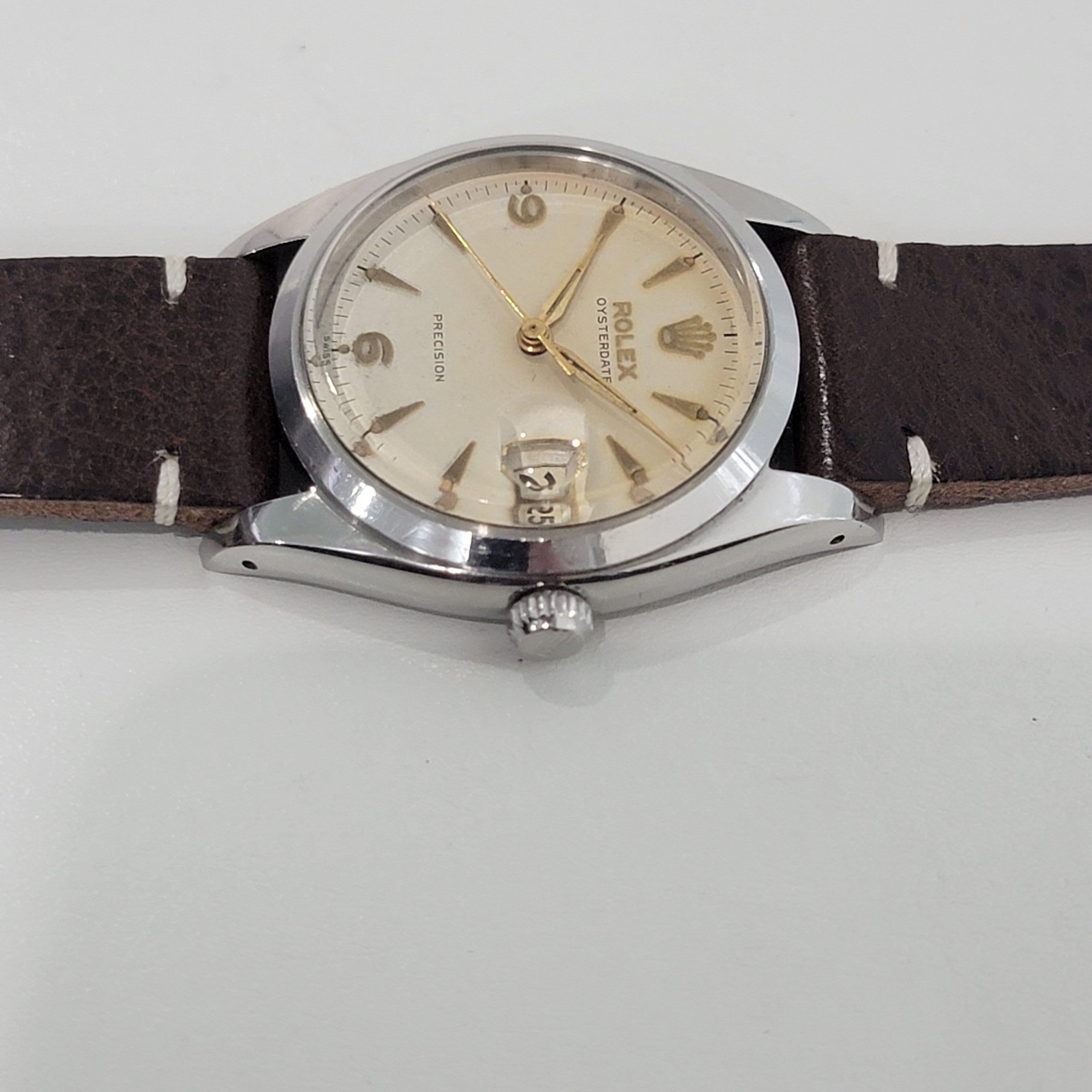 Mens Rolex Oysterdate Precision 6494 34mm Hand-Wind 1950s Swiss Vintage RA191B en venta 2