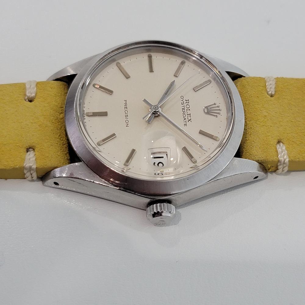 Mens Rolex Oysterdate Precision 6694 1960s w Original Box & Paper Manual RA261Y In Excellent Condition For Sale In Beverly Hills, CA
