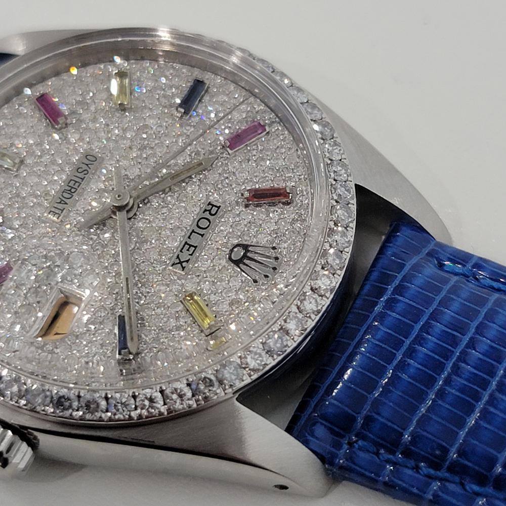 Mens Rolex Oysterdate Precision 6694 Diamond Dial and Bezel 1980s RA17 In Excellent Condition In Beverly Hills, CA