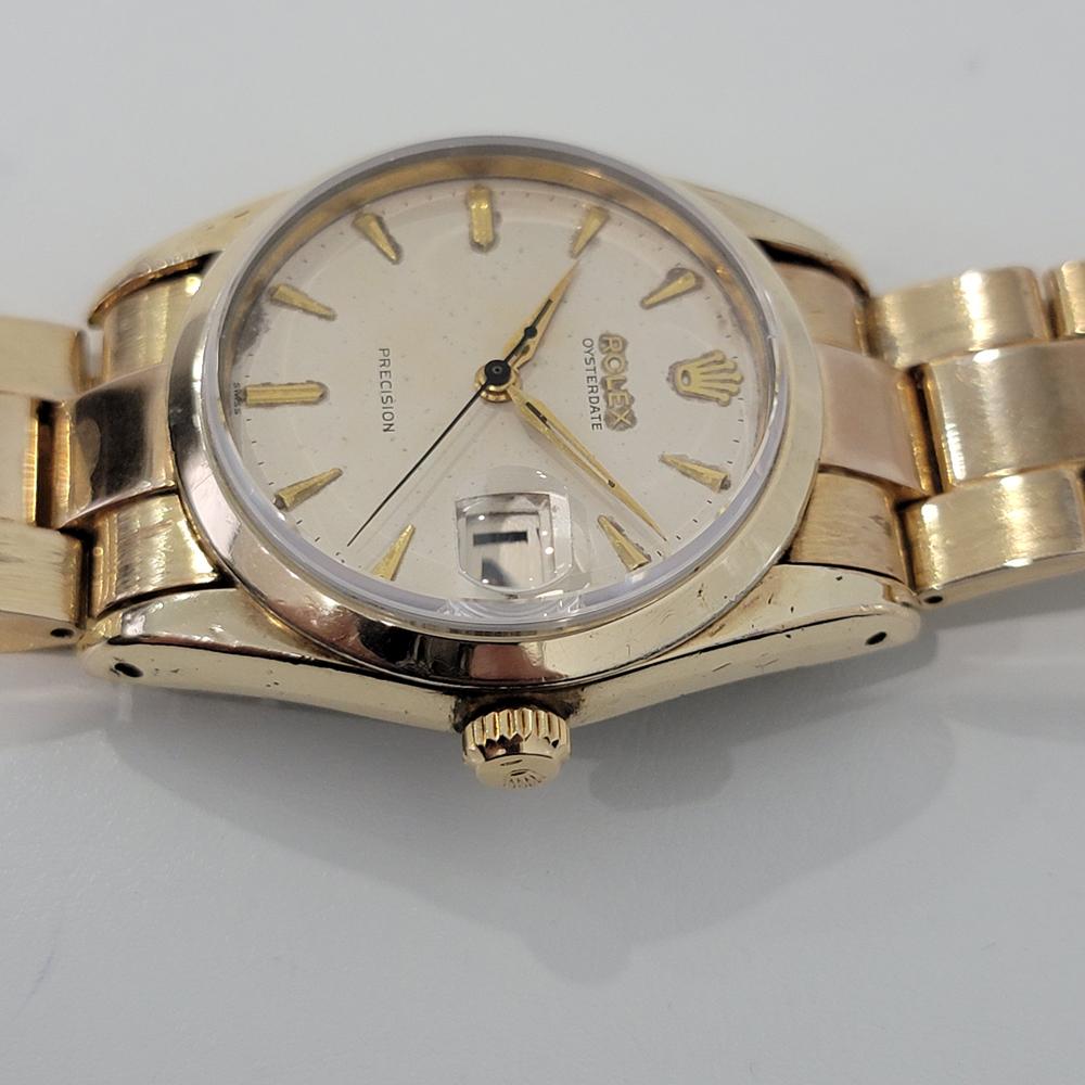 Mens Rolex Oysterdate Precision 6694 Gold-Capped Hand-Wind 1950s RJC169G In Excellent Condition In Beverly Hills, CA