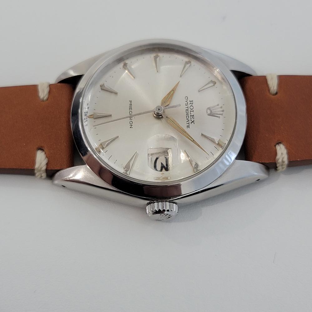 Mens Rolex Oysterdate Precision 6694 34mm Hand-Wind 1960s Swiss Vintage RA222T In Excellent Condition In Beverly Hills, CA