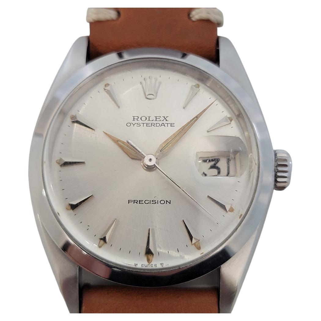 Herren Rolex Oysterdate Precision 6694 34mm Handgetrieben 1960er Jahre Schweizer Vintage RA222T