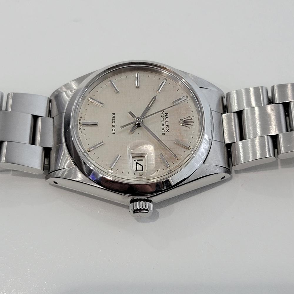 Mens Rolex Oysterdate Precision 6694 Hand Wind 1960s Vintage Swiss RA271 In Excellent Condition For Sale In Beverly Hills, CA