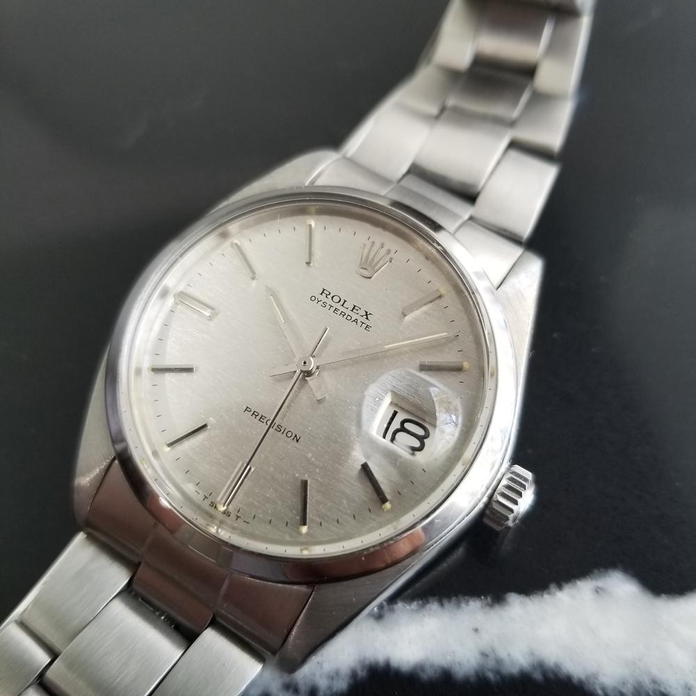 Mens Rolex Oysterdate Precision 6694 Hand-Wind, c.1970s Vintage RA123 In Excellent Condition In Beverly Hills, CA