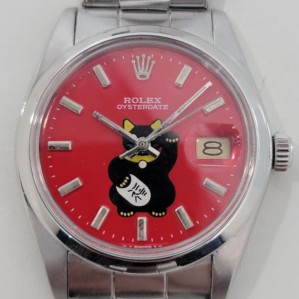 Iconico classico d'epoca, orologio da uomo Rolex Oysterdate Precision ref 6694 a carica manuale, C.C. 1978, con quadrante giapponese Maneki-neko personalizzato, in eccellenti condizioni di funzionamento. Verificato autentico da un maestro