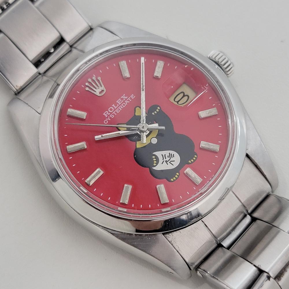 Rolex Oysterdate Precision 6694 34mm Maneki Neko Quadrante personalizzato 1970s RA415S In condizioni ottime a Beverly Hills, CA