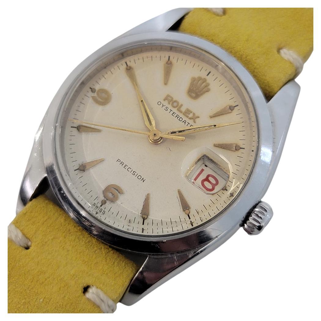 Homme Rolex Oysterdate Precision Ref 6494 34mm Manual Wind 1950s Vintage RA191