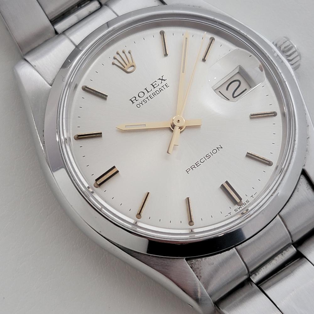 Mens Rolex Oysterdate Precision Ref 6694 1970s 34mm Manual Wind Vintage RA504 In Excellent Condition In Beverly Hills, CA