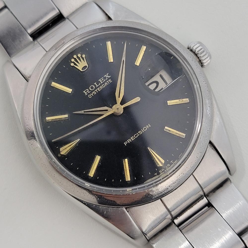 Mens Rolex Oysterdate Precision Ref 6694 34mm 1960s Manual Wind Vintage RJC187S In Excellent Condition For Sale In Beverly Hills, CA
