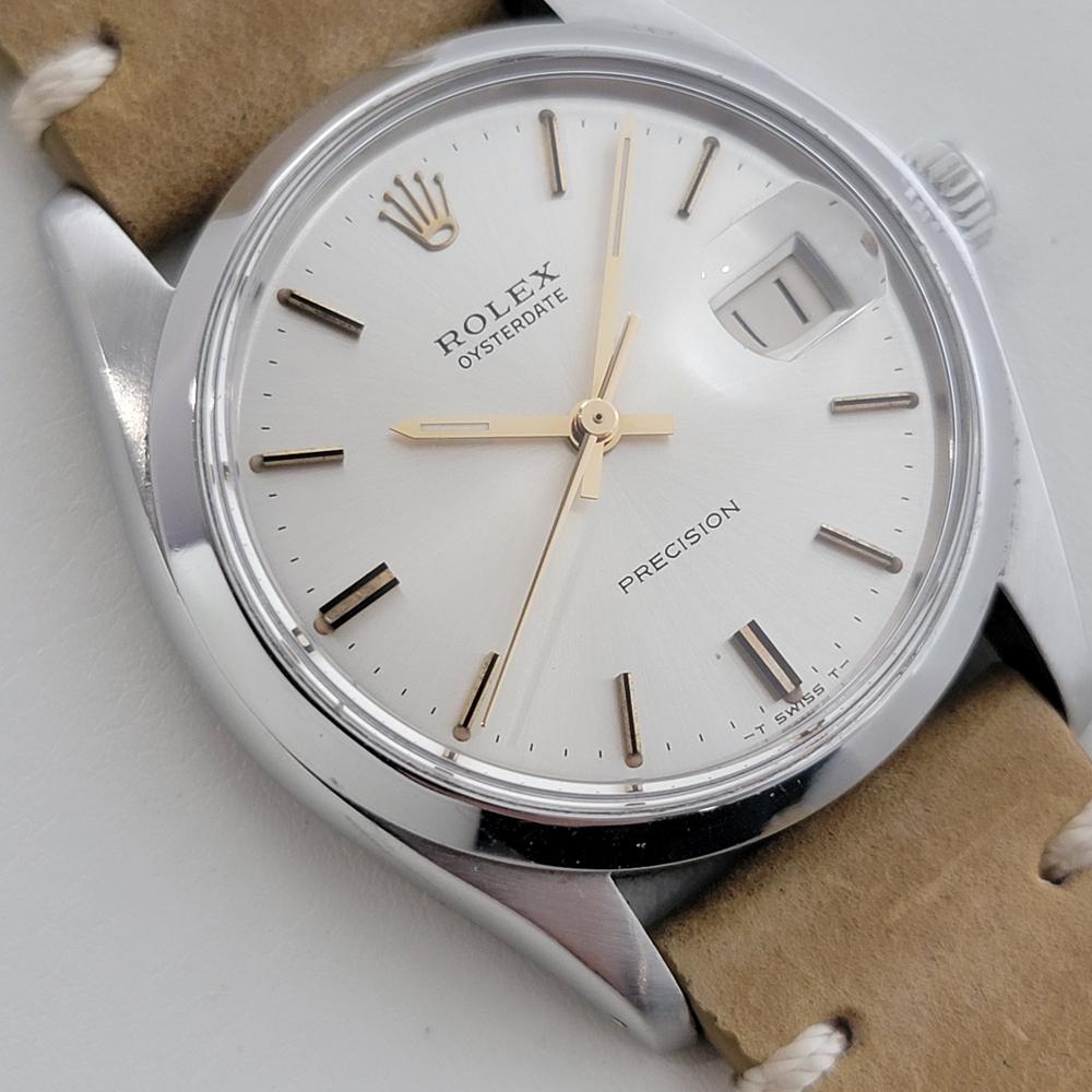Mens Rolex Oysterdate Precision Ref 6694 34mm 1970s Manual Wind Vintage RA504B In Excellent Condition For Sale In Beverly Hills, CA