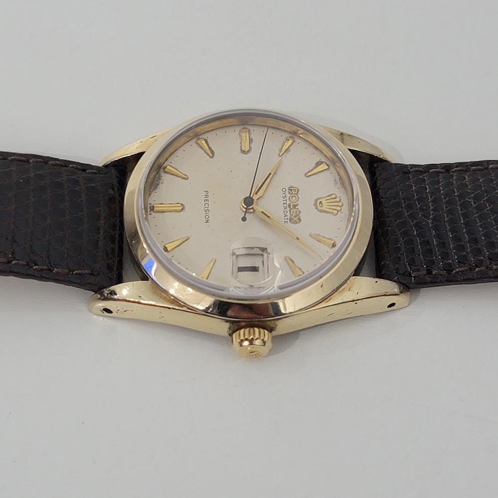 Mens Rolex Oysterdate Precision Ref 6694 Gold-Capped Hand-Wind 1950s RJC169 In Excellent Condition In Beverly Hills, CA