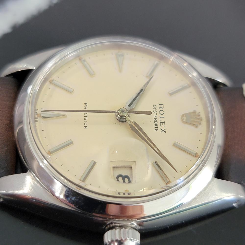 Herren Rolex Oysterdate Präzision Ref 6694 Hand-Wind 1960er Jahre Vintage RA157BRN im Zustand „Hervorragend“ in Beverly Hills, CA