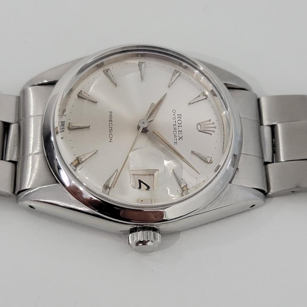 Mens Rolex Oysterdate Precision Ref 6694 Hand-Wind 1960s Vintage RA210 In Excellent Condition In Beverly Hills, CA