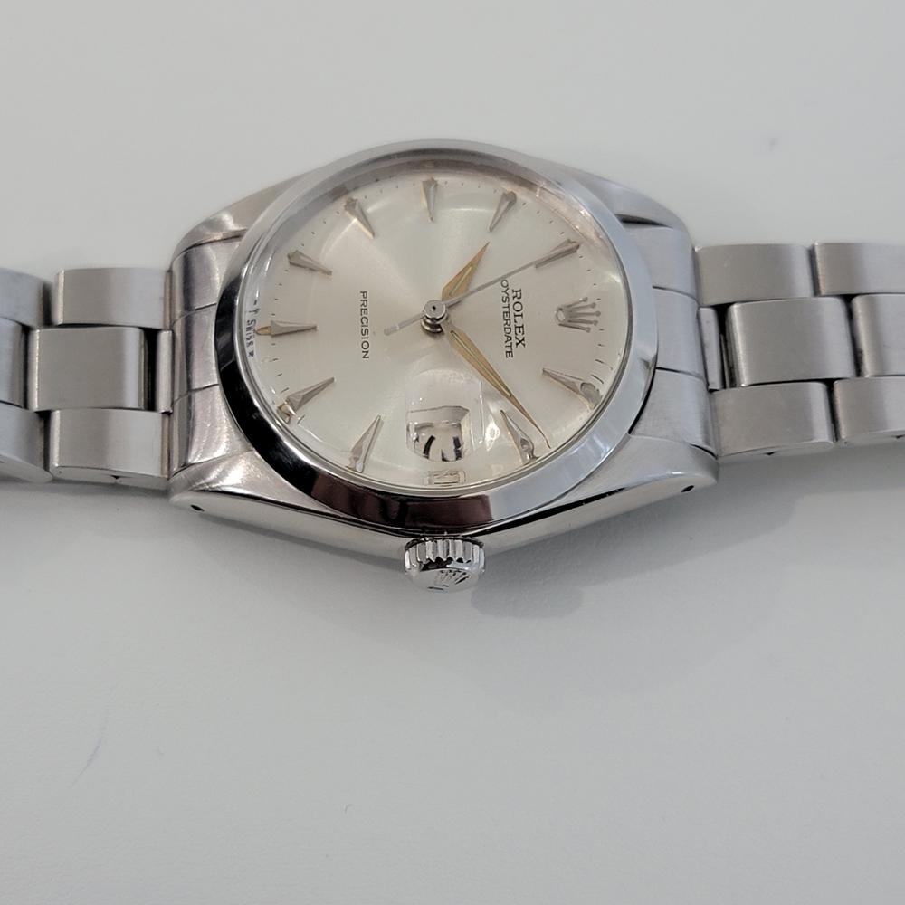 Mens Rolex Oysterdate Precision Ref 6694 34mm Hand-Wind 1960s Vintage RA222 In Excellent Condition In Beverly Hills, CA