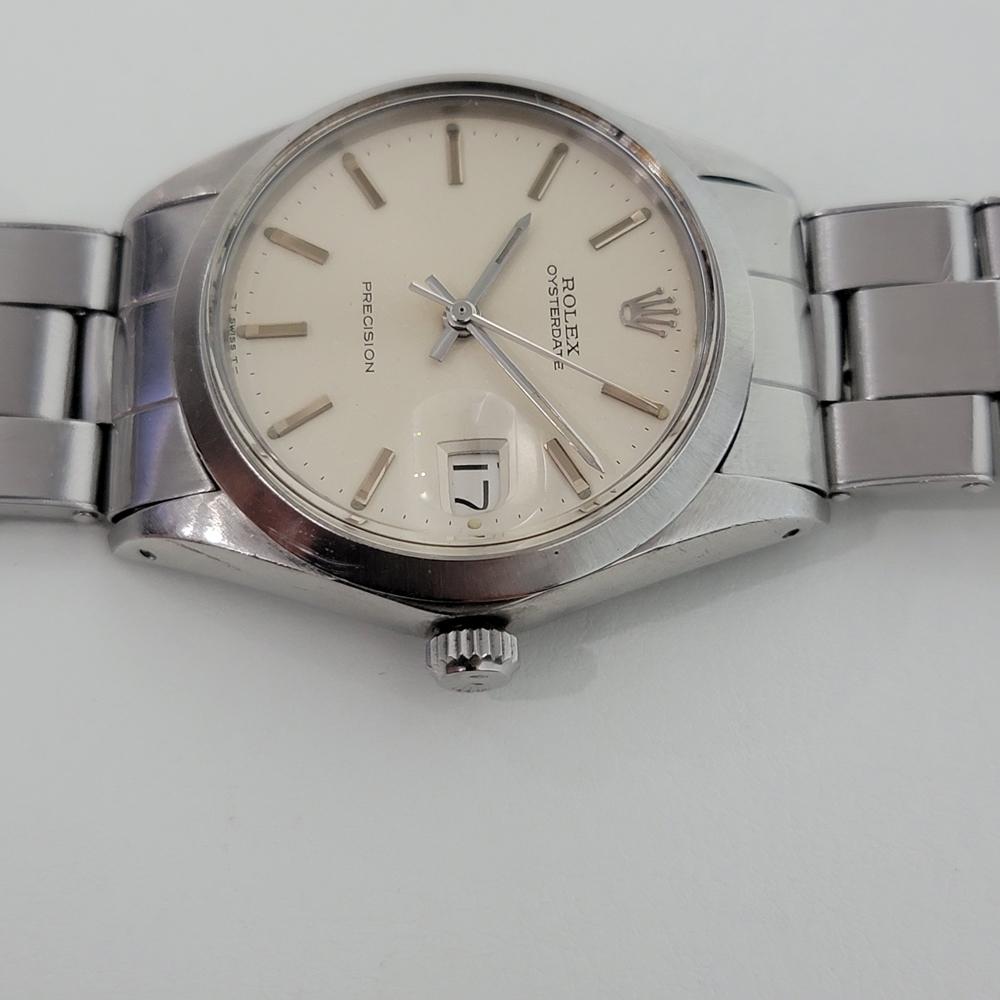 Mens Rolex Oysterdate Precision Ref 6694 w Original Box Paper Manual 1960s RA261 In Excellent Condition In Beverly Hills, CA