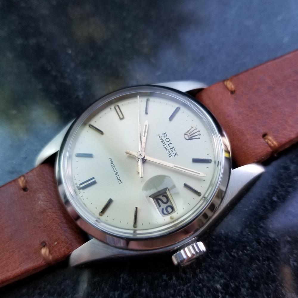 Mens Rolex Oysterdate Precision Ref 6694 Hand-Wind 1970s Swiss LV780TAN In Excellent Condition In Beverly Hills, CA