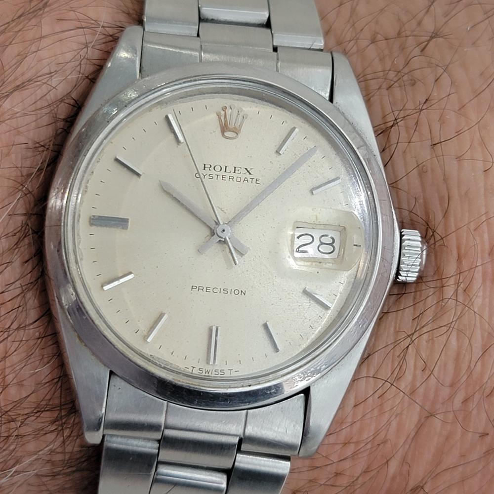 Rolex Oysterdate Precision Réf. 6694 vintage à remontage à la main, pour hommes, années 1970 RA202 en vente 7