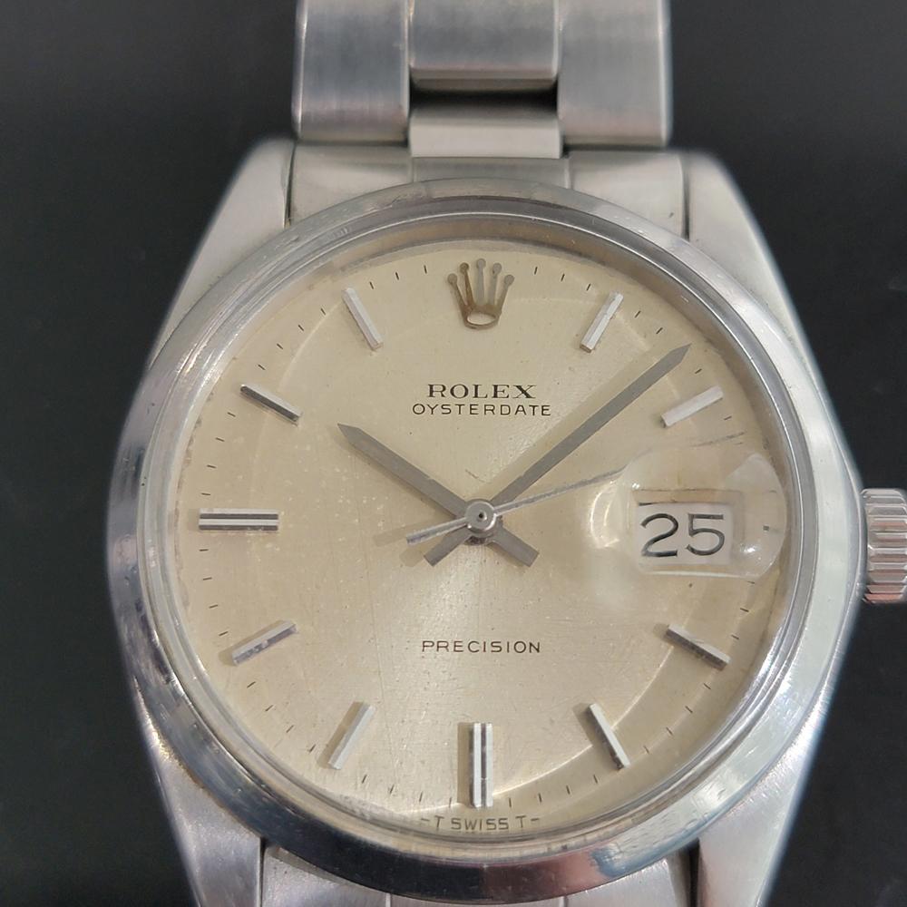 Mens Rolex Oysterdate Precision Ref 6694 Hand-Wind 1970s Vintage RA202 In Excellent Condition In Beverly Hills, CA