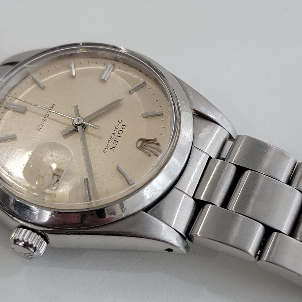 Mens Rolex Oysterdate Precision Ref 6694 Hand Wind 1970s Vintage RA202 In Excellent Condition For Sale In Beverly Hills, CA