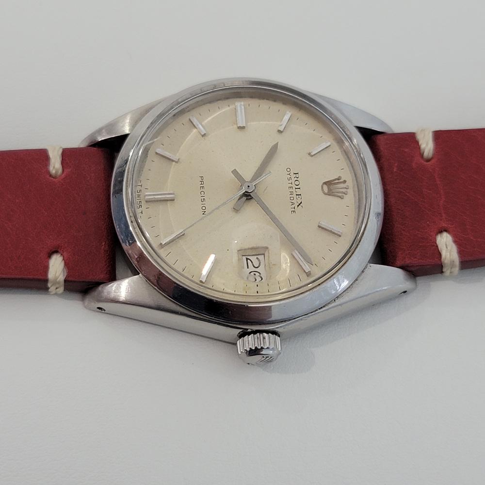 Mens Rolex Oysterdate Precision Ref 6694 Hand-Wind 1970s Vintage RA202R In Excellent Condition For Sale In Beverly Hills, CA