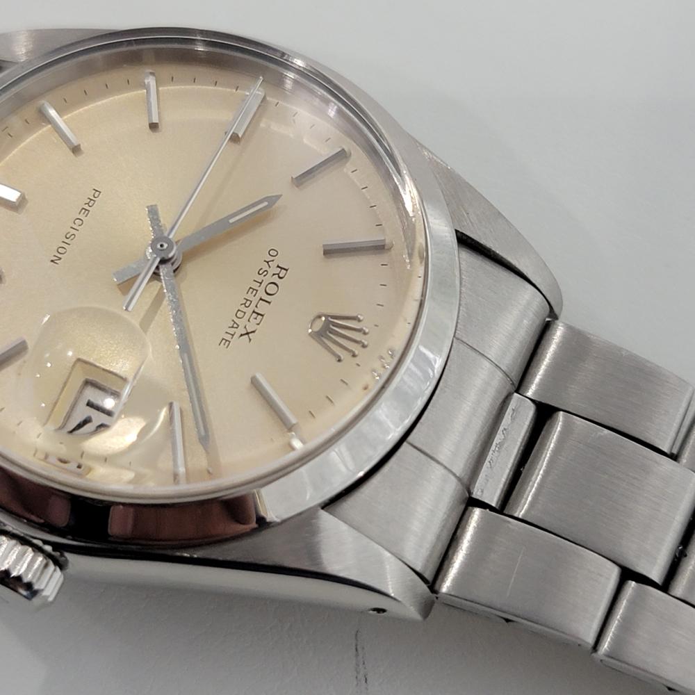 Mens Rolex Oysterdate Precision Ref 6694 Hand Wind 1970s Vintage RA287 In Excellent Condition In Beverly Hills, CA