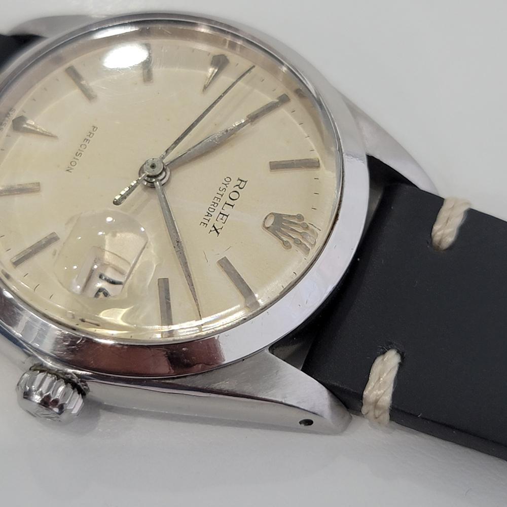 Mens Rolex Oysterdate Precision Ref 6694 34mm Manual Wind 1960s Vintage RA207 In Excellent Condition For Sale In Beverly Hills, CA