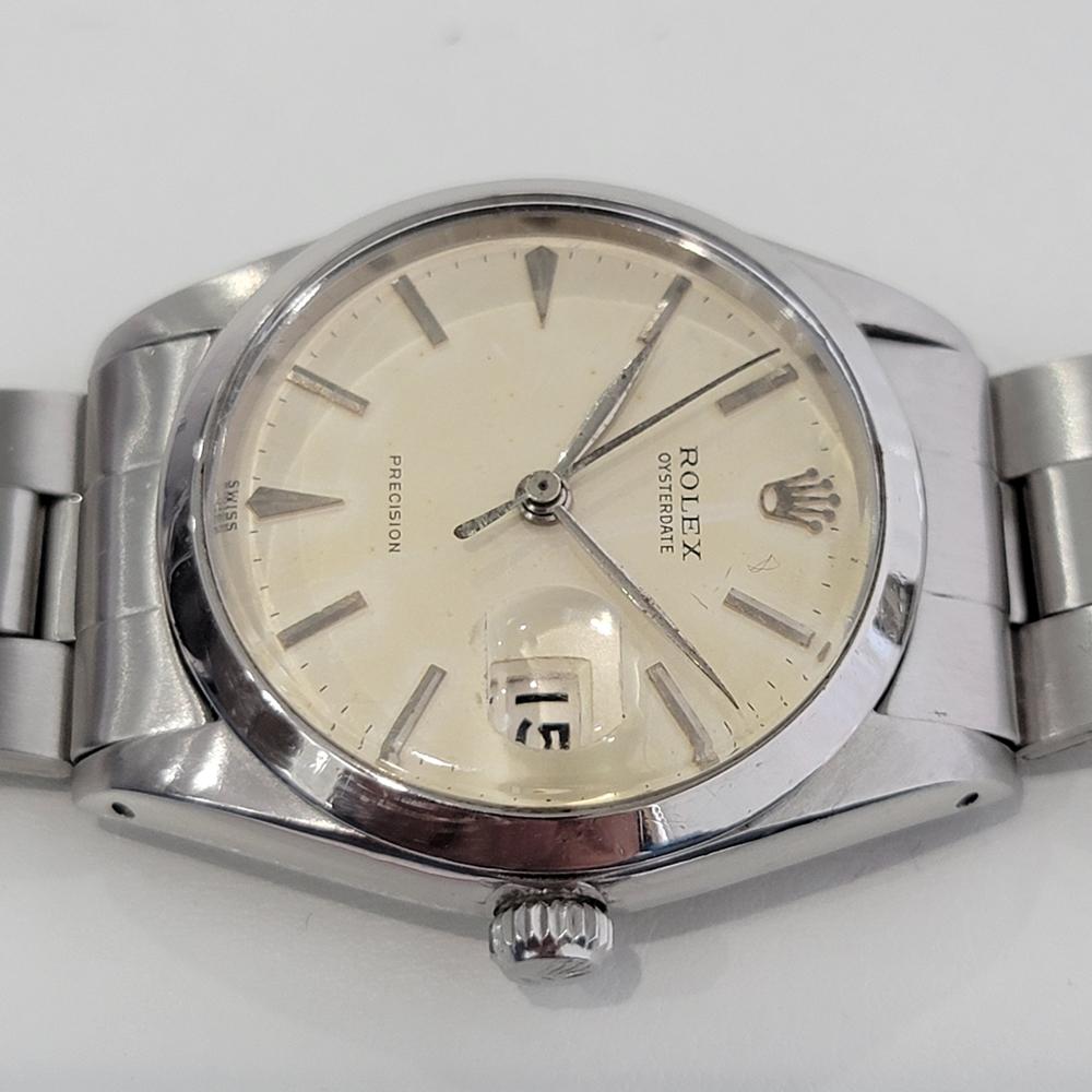 Mens Rolex Oysterdate Precision Ref 6694 34mm Manual Wind 1960s Vintage RA207S In Excellent Condition For Sale In Beverly Hills, CA