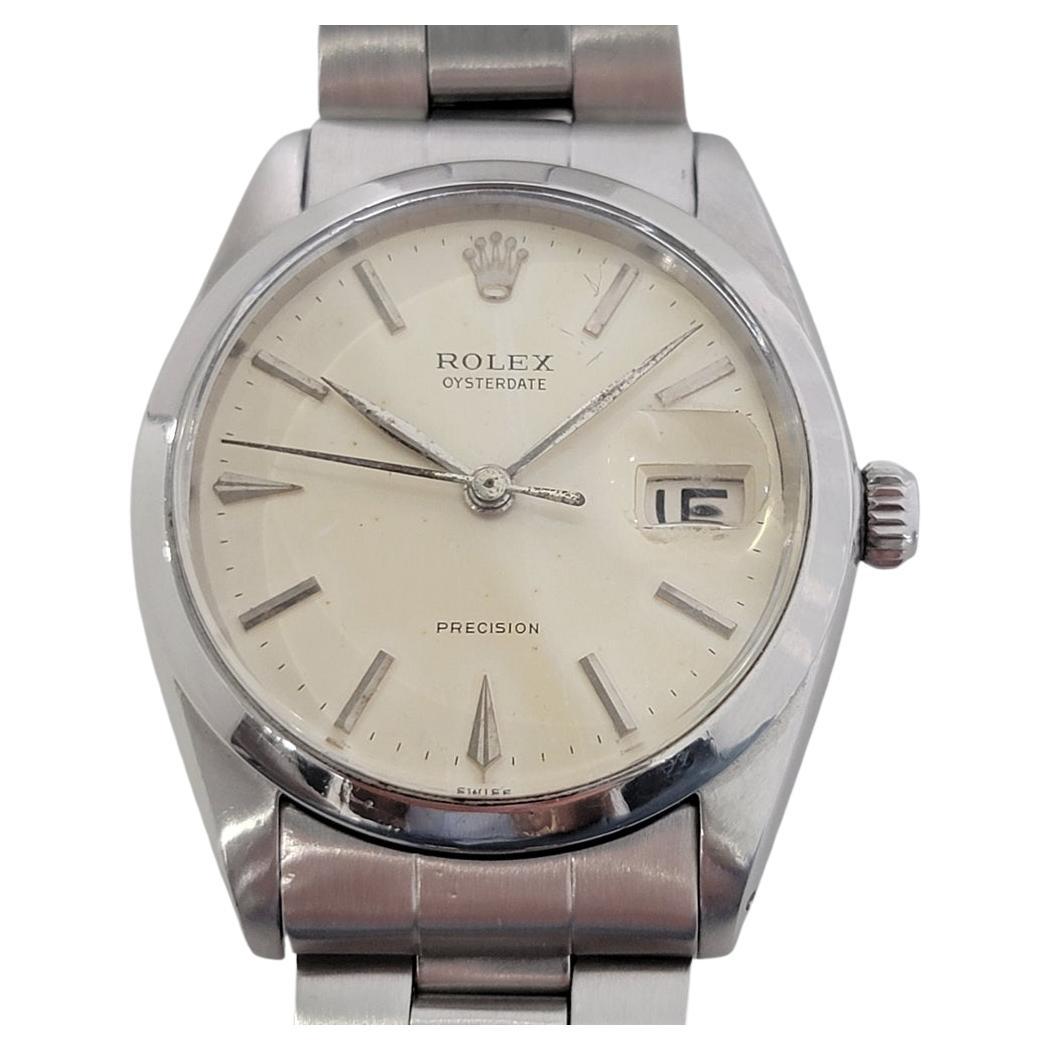 Mens Rolex Oysterdate Precision Ref 6694 34mm Manual Wind 1960s Vintage RA207S For Sale
