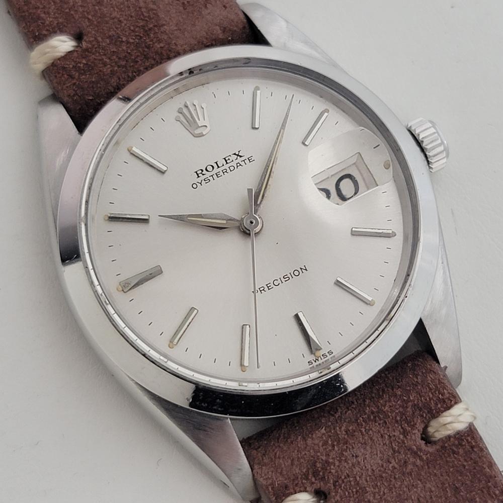 Mens Rolex Oysterdate Precision Ref 6694 34mm Manual Wind 1960s Vintage RA450 In Excellent Condition In Beverly Hills, CA