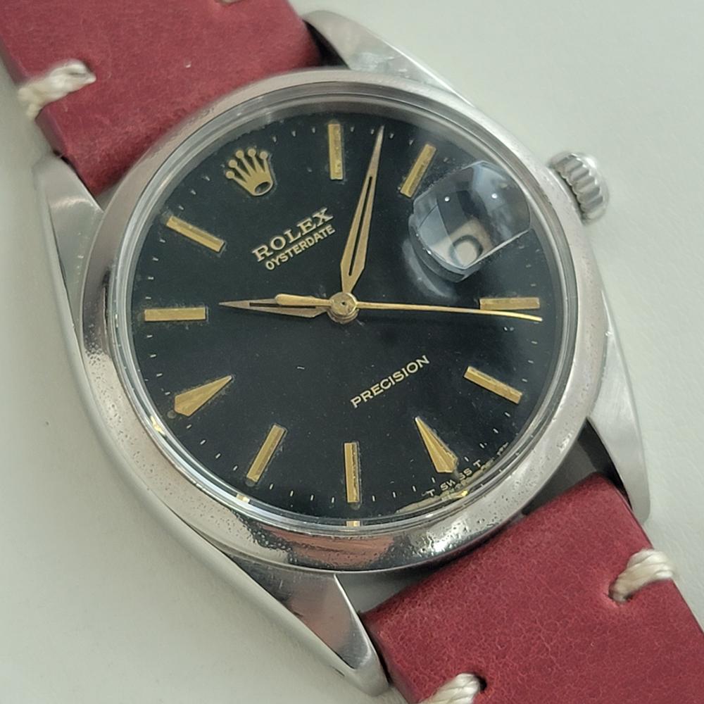 Mens Rolex Oysterdate Precision Ref 6694 34mm Manual Wind 1960s Vintage RJC187R In Excellent Condition For Sale In Beverly Hills, CA