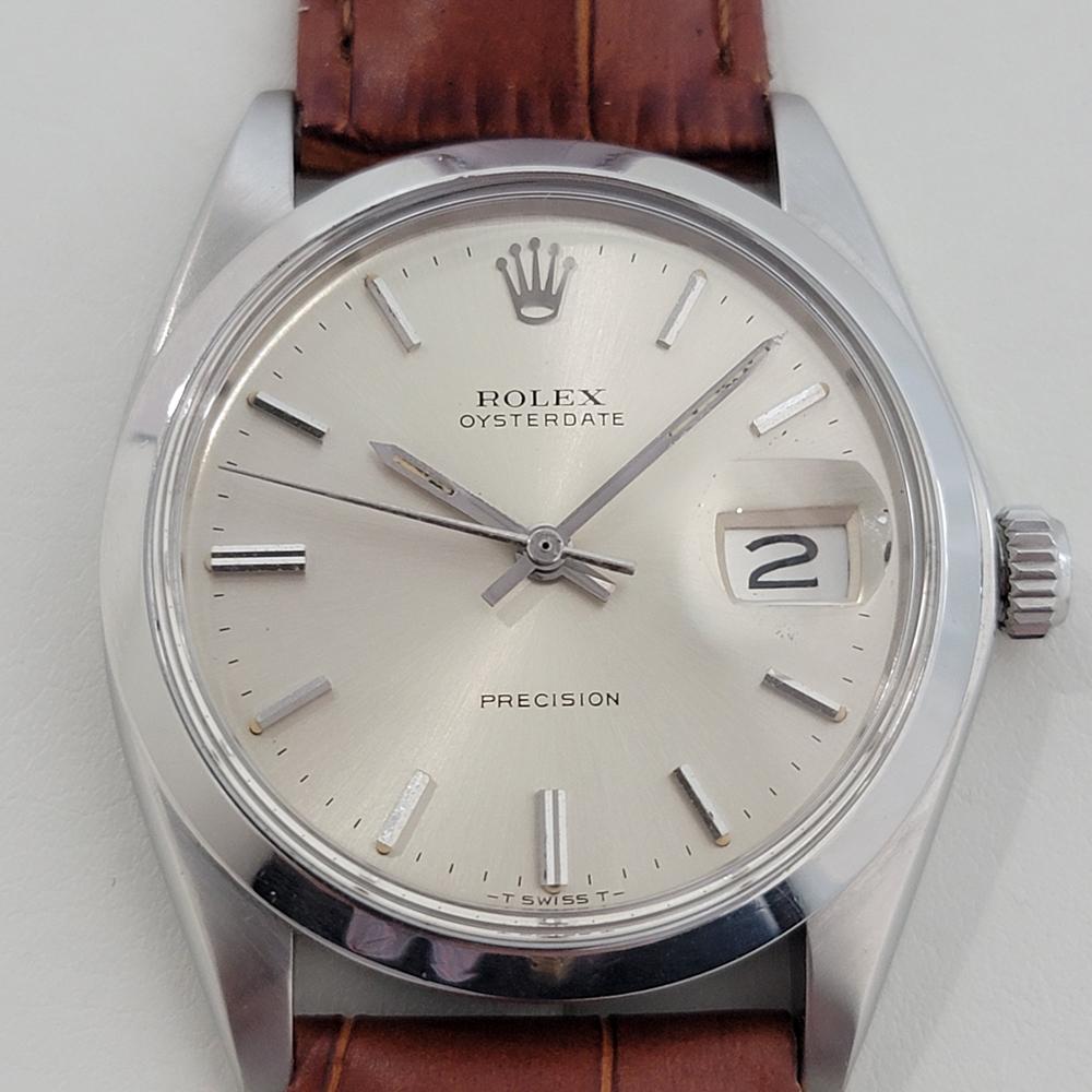 Clásico icónico, reloj de vestir de cuerda manual Rolex Oysterdate Precision ref.6694 para caballero, c.1972, en excelente estado de funcionamiento. Verificado auténtico por un maestro relojero. Preciosa esfera plateada firmada por Rolex, índices de