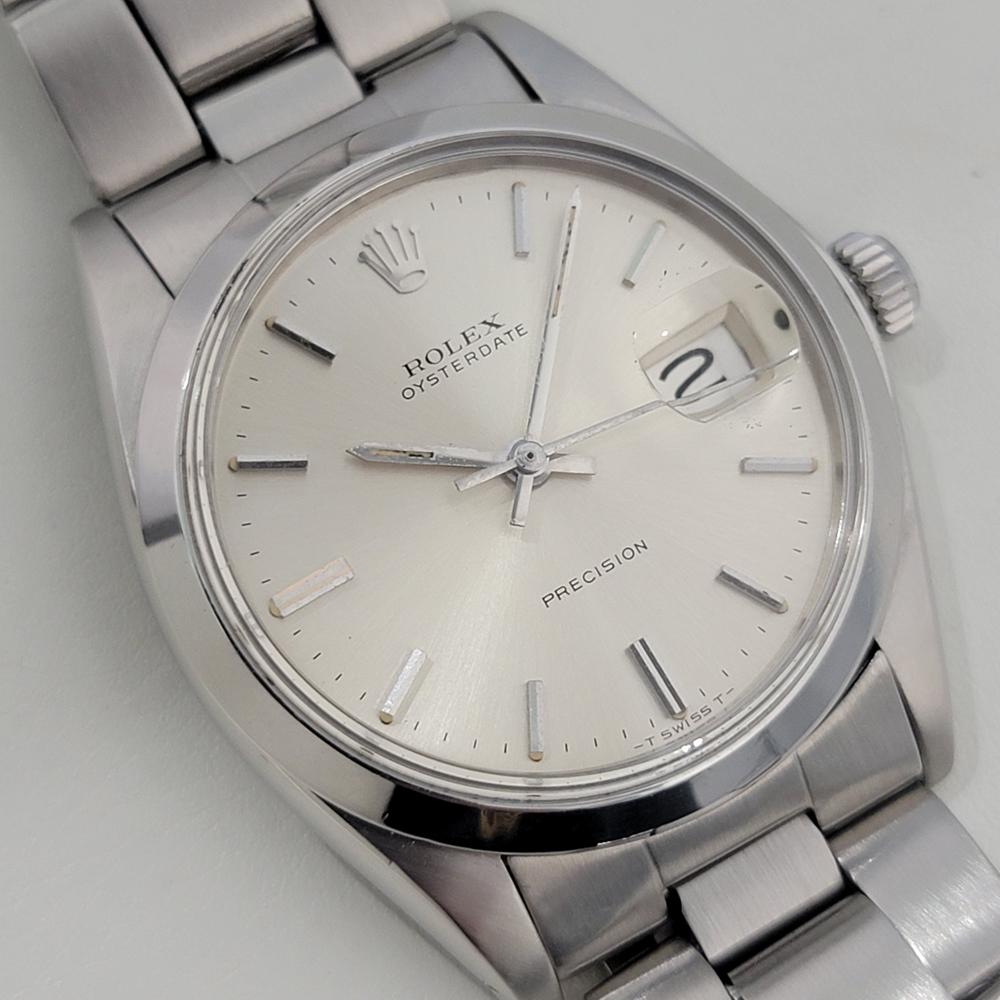 Mens Rolex Oysterdate Precision Ref 6694 34mm Manual Wind 1970s Vintage RA413S In Excellent Condition In Beverly Hills, CA